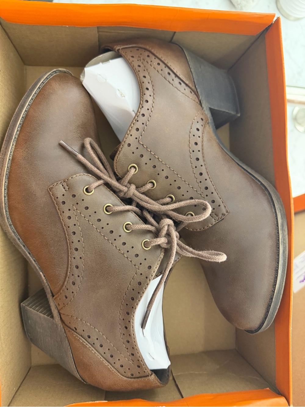 Rocket Dog Women's Brown Lace-Up Heeled Oxford Booties